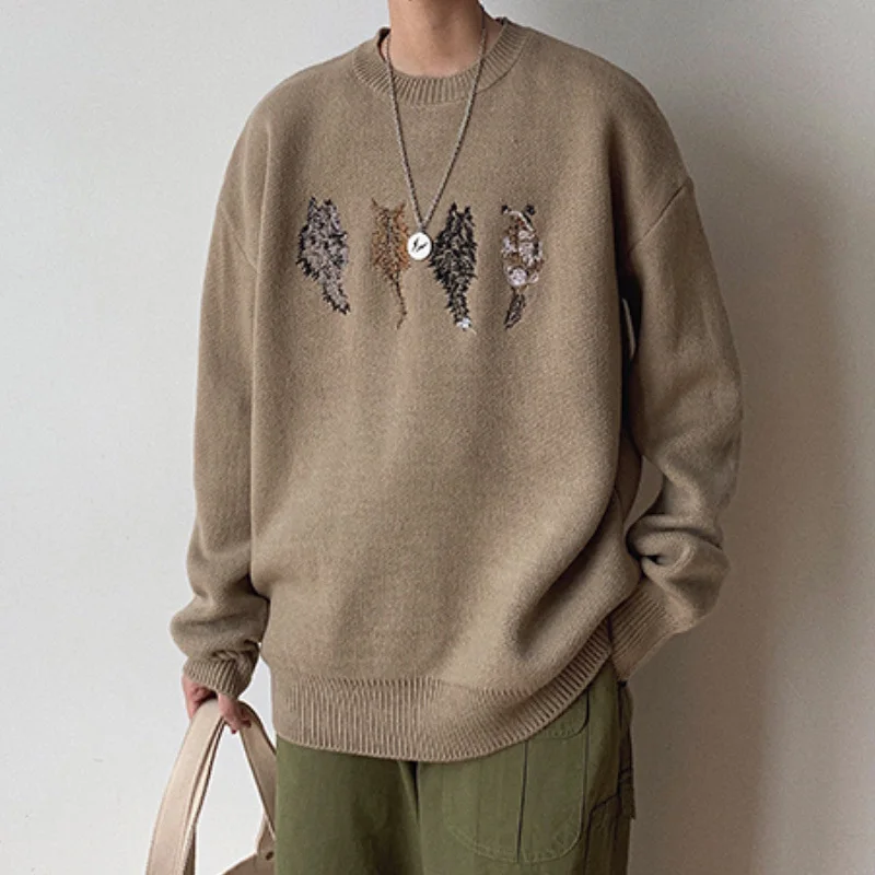 2019 весна и осень Новый японский сплошной цвет круглый вырез снизу набор вышитый