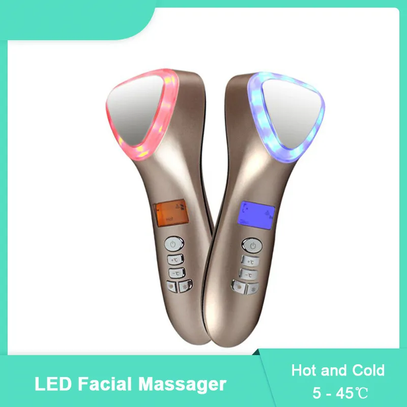 

Светодиодный лифтинг лица ультразвуковой массажер для лица криотерапия горячей и холодной Hammer светильник фотон уход за кожей для удаления ...