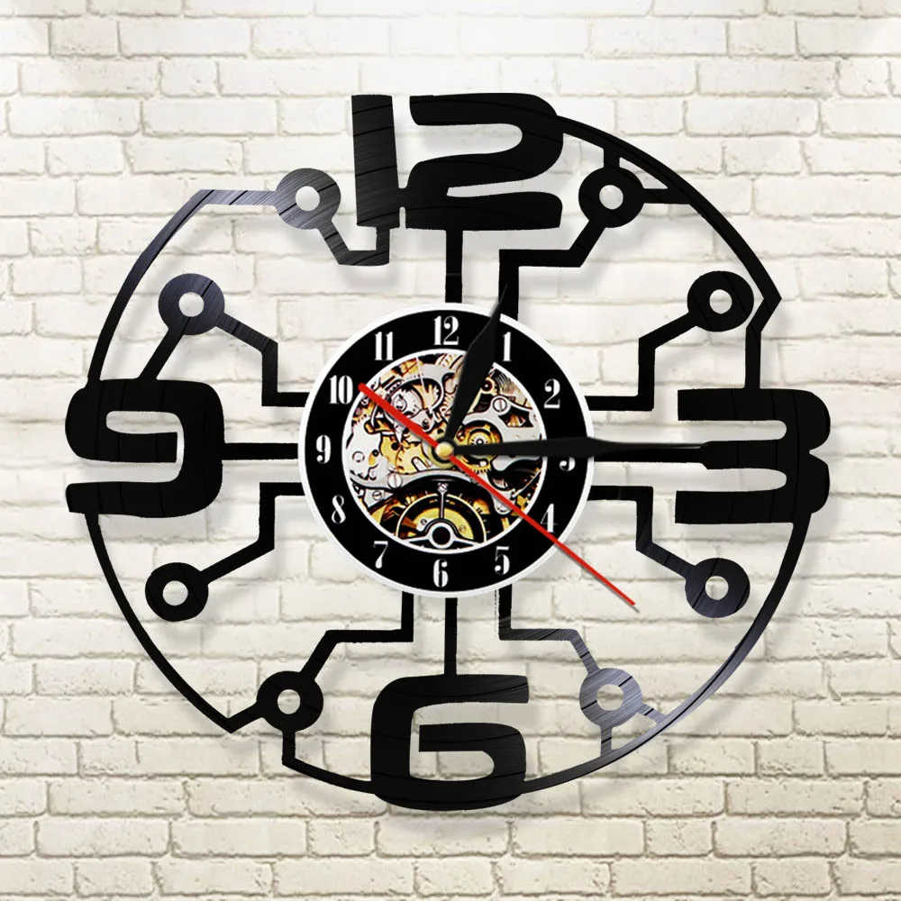 Винтажные настенные часы с виниловой пластиной и большими цифрами современное