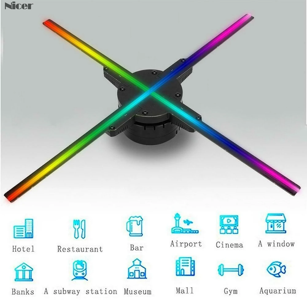 WiFi 3D Holographic Projector Hologram Player Naked Eye LED Display Fan Advertising Light 16G TF Card APP Control 384/576 LEDs | Освещение