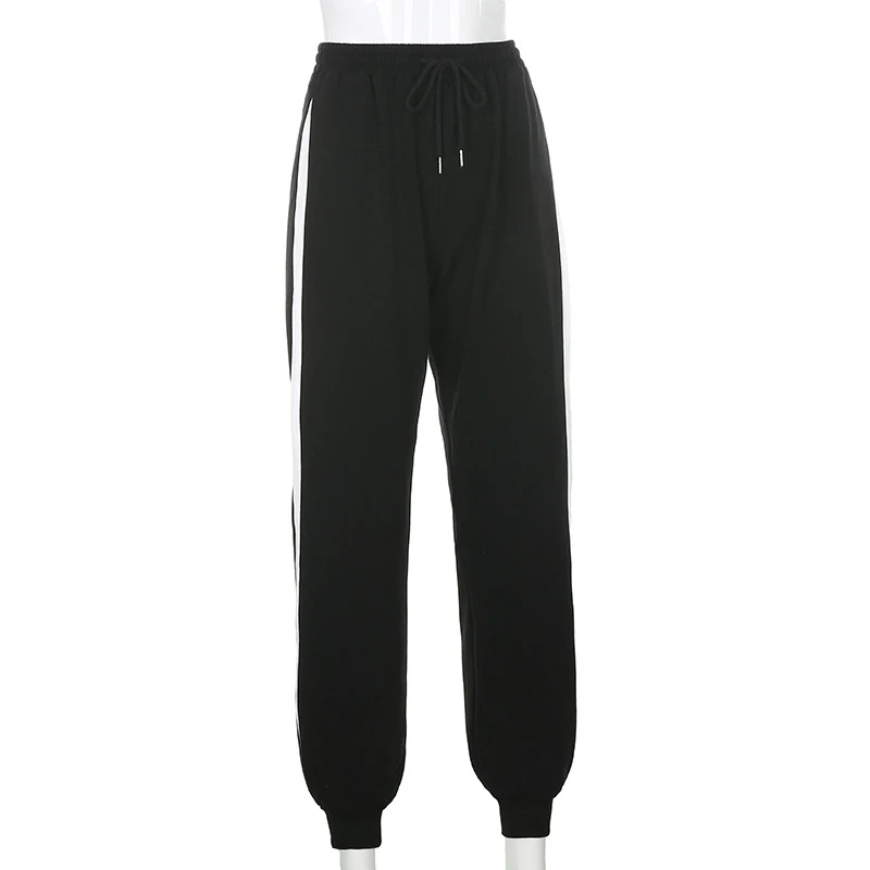 

Patchwork Joggers Sweatpants for Women Contrast Color Drawstring High Waist Casual Loose Female Sports Harem Pants