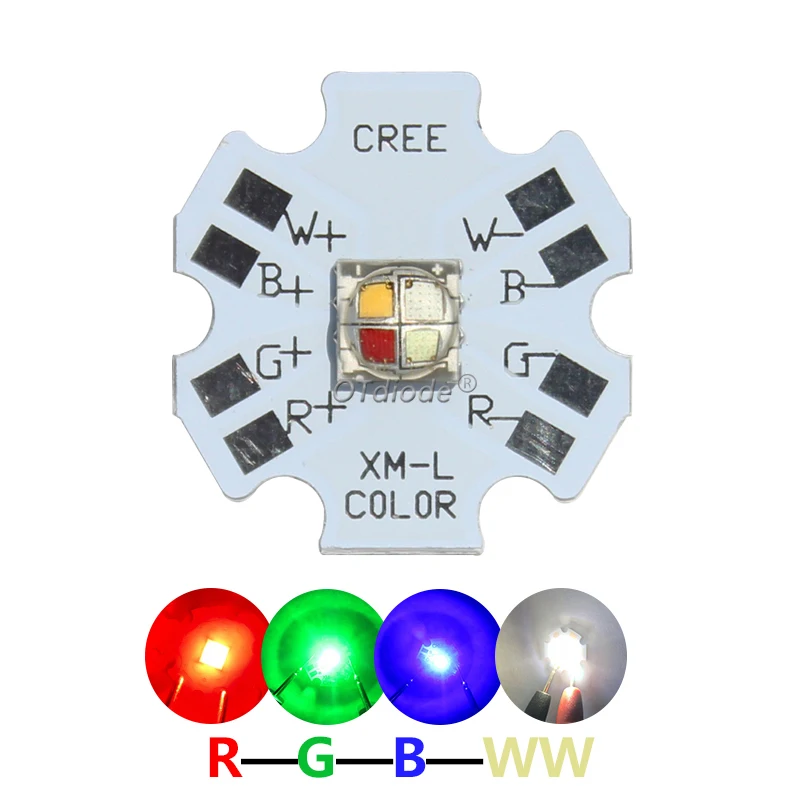 Светодиодный 10 Вт XM-L XML RGBW RGB белый или теплый цвет Высокая мощность 5050 4 чипа
