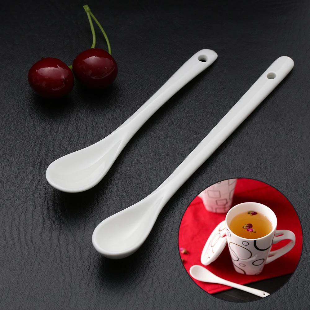 1 шт. фарфоровая кофейная ложка мини белая керамическая чайная сахарная