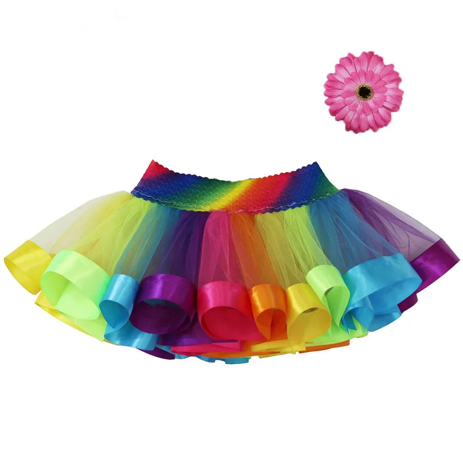 Детская юбка пачка с радугой цветочный головной убор комплект для девочек