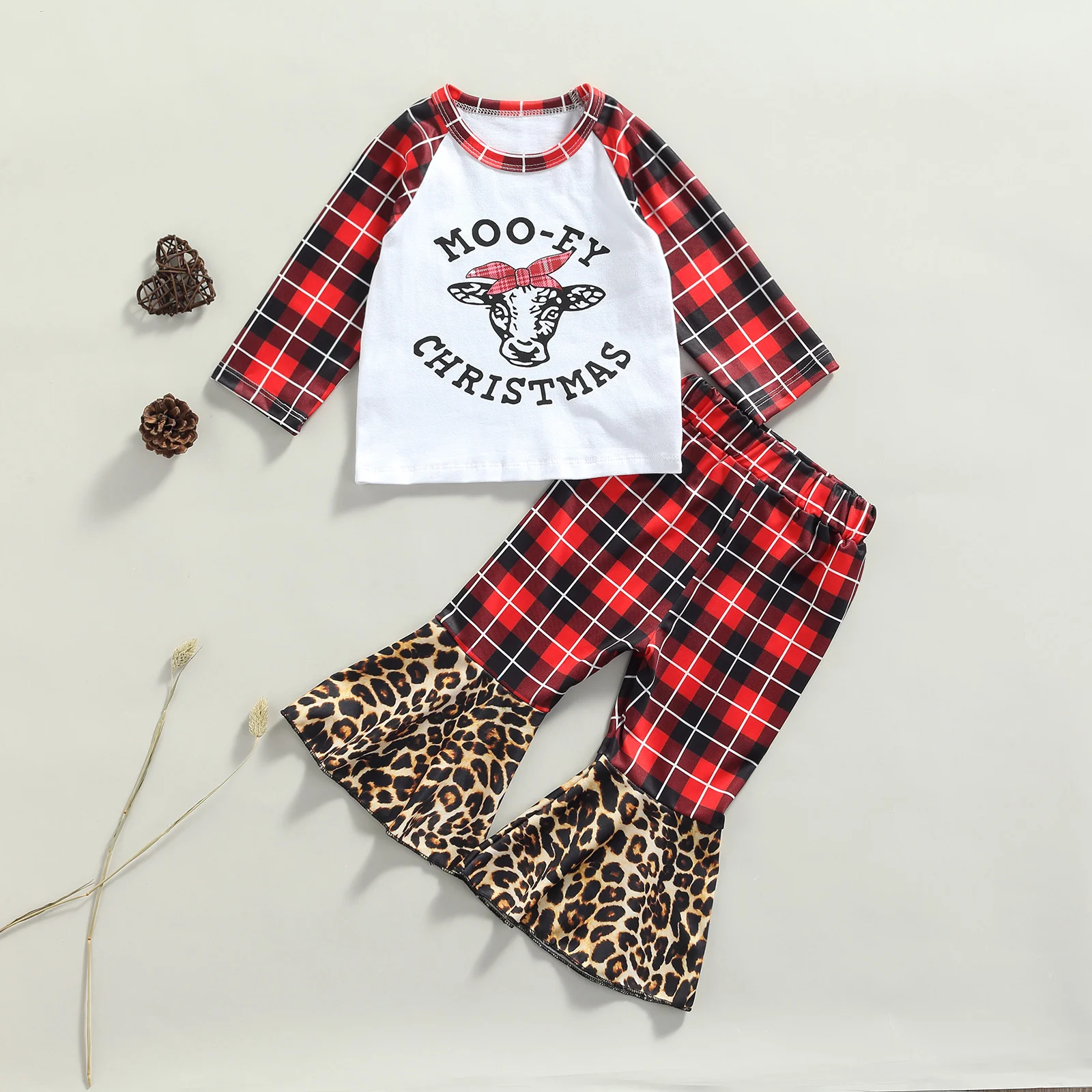 

2 шт., детский пуловер с круглым вырезом и принтом головы коровы