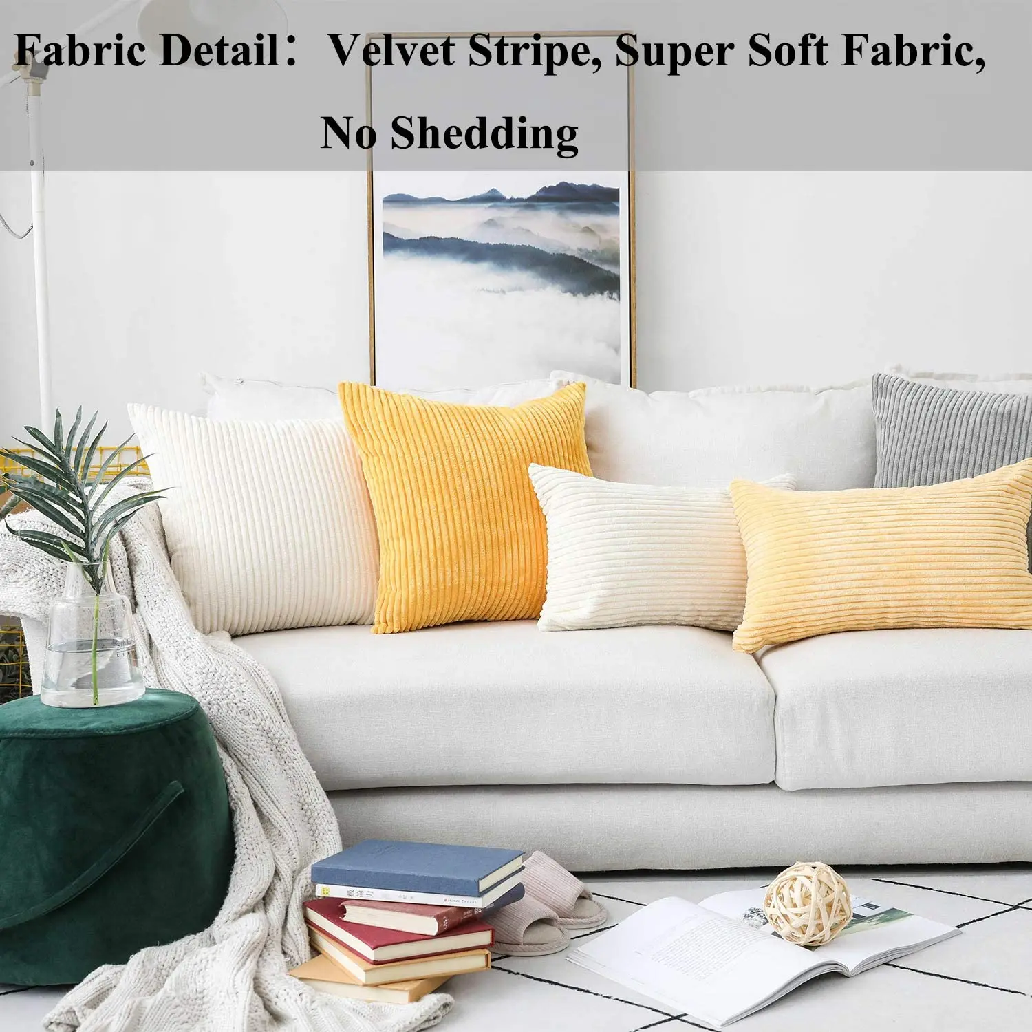 Supersoft Corduroy Cushion Cover Home Decor Pillow Covers Plain Striped Throw Pillow Case for Sofa Bed Living Room Decoration