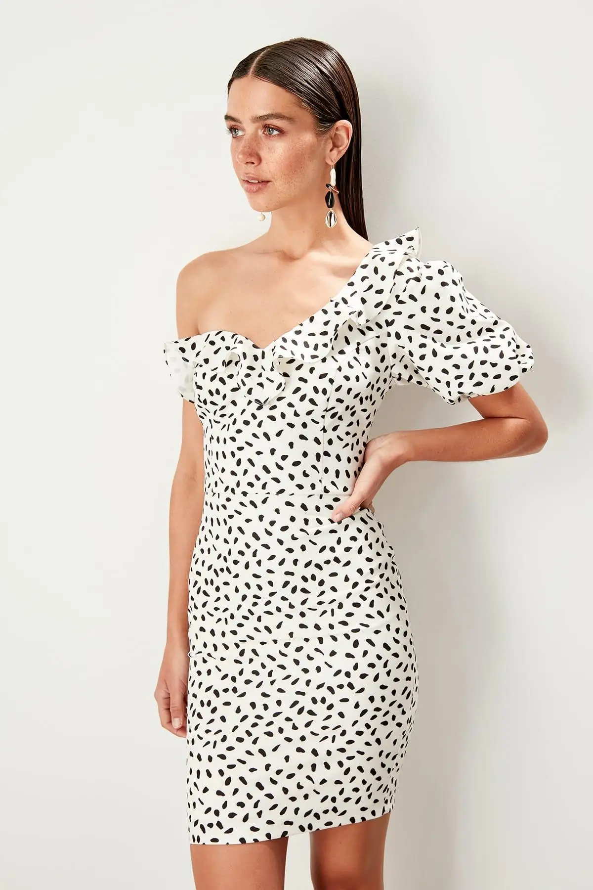 Trendyol разноцветное платье с оборками TPRSS19BB0360|Женские платья| |