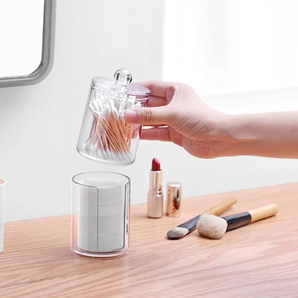 Круглый пластиковый прозрачный косметический Чехол 1 ячейка ватная коробка для