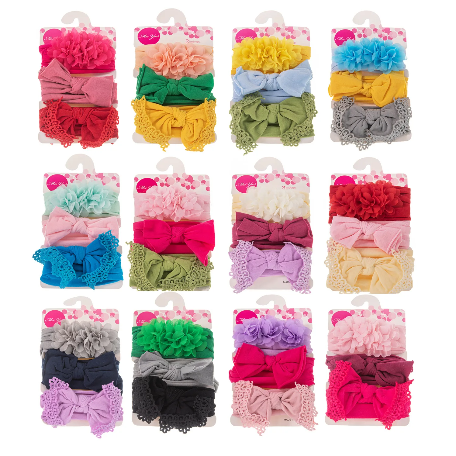 

3 шт./компл. Детская повязка на голову, мягкие нейлоновые эластичные банты, цветочные повязки на голову для новорожденных девочек, аксессуар...