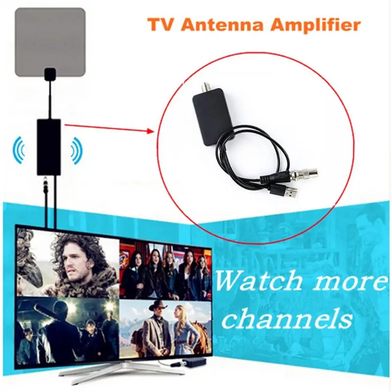 Черный низкий Шум USB ТВ антенный усилитель Простота установки цифровой DVB-T2 ATSC