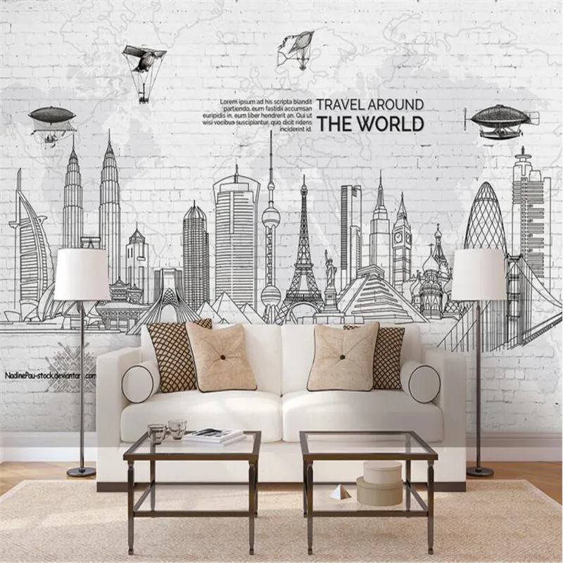 

Custom European Simple City Architecture White Brick Wall Background Mural Wallpaper for Living Room 3D Wall Papers Home Decor