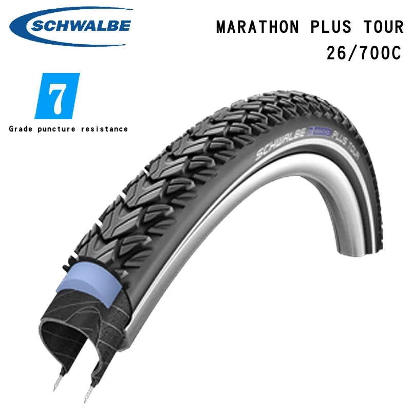 Schwalbe marathon plus tour tire 26 inch steel wire stab proof 700X35C 700X40C mountain bike long distance travel tire