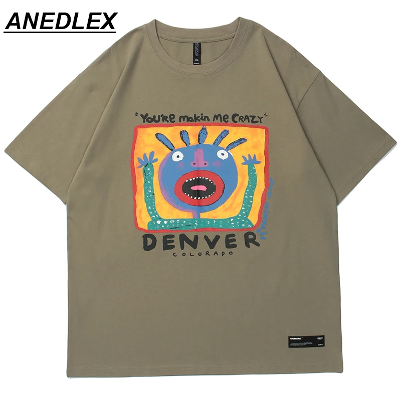 

Мужская футболка в стиле хип-хоп, Повседневная хлопковая Футболка в стиле Харадзюку с короткими рукавами и забавным мультяшным принтом, лет...