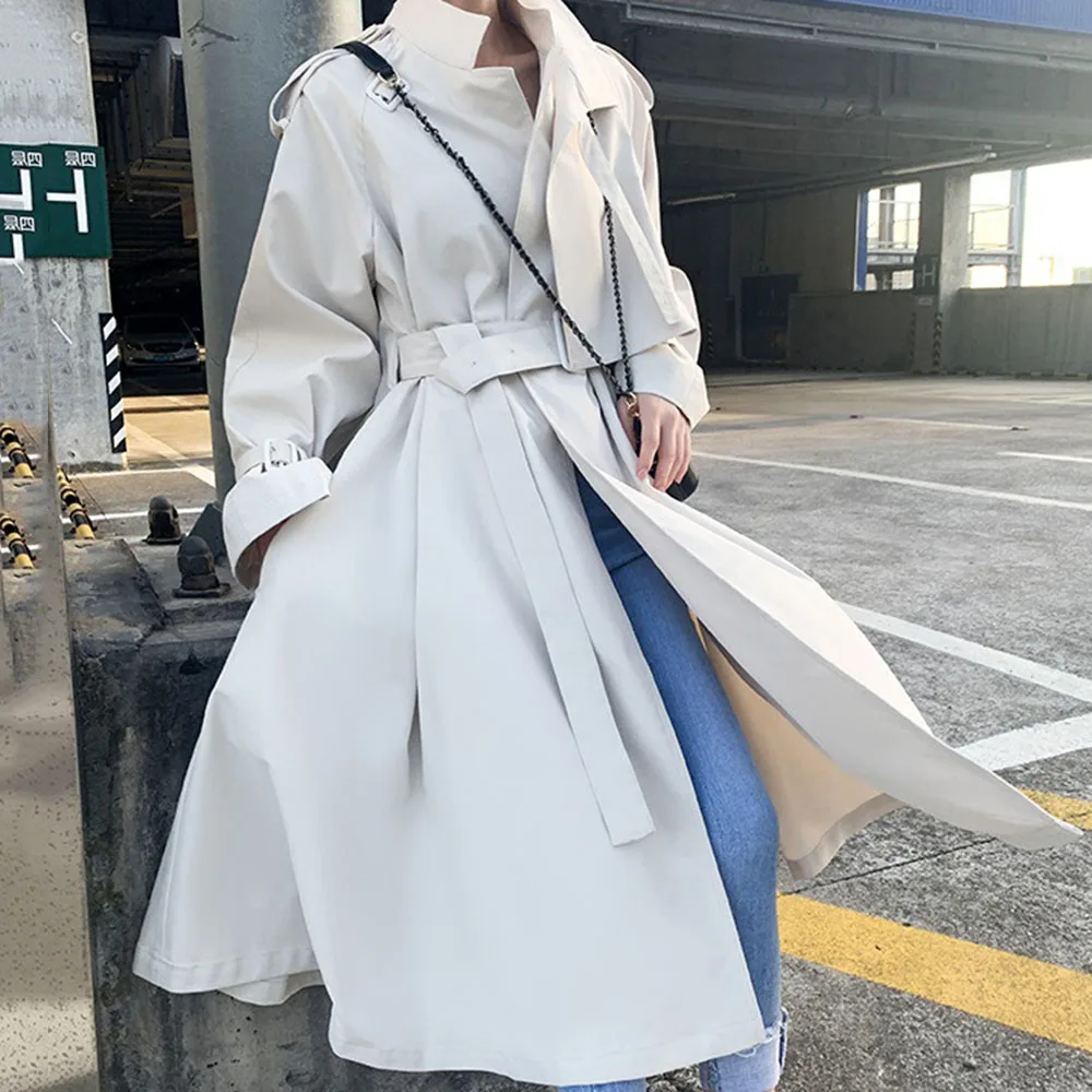 Корейское модное пальто для женщин цвета хаки осень 2019 шикарная Повседневная