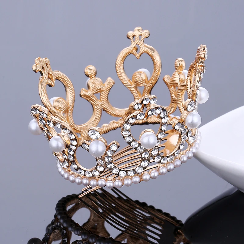 model 13 gold TDQUEEN, круглые свадебные диадемы и короны, покрытые серебром и золотом, свадебные аксессуары для волос для женщин - Окраска металла: model 13 gold