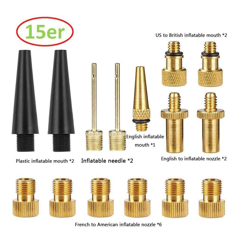 

15 Pcs set Copper Bike Pump Adapter Converter Connector Air Pump Adapter Valve Bicycle Tube Pump Air Compressor Tools