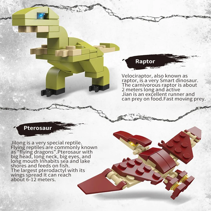 Высокое качество 6In1Dinosaur серия строительных блоков DIY собрать Образовательные
