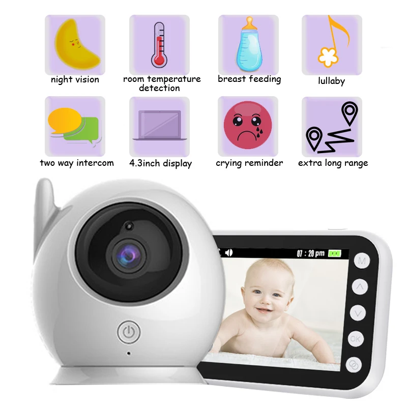 

Wireless 720P Color Smart Baby Monitor with Camera Surveillance Nanny Cam Security Electronic Babyphone Cry Babies Feeding