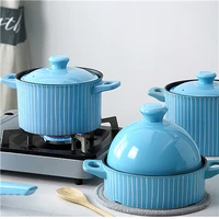 ceramic casserole gas cooker blue round cooking saucepan multifunctional milk pot household kitchen supplies cookware