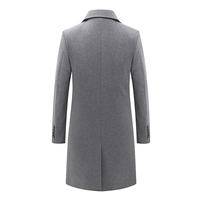 2019 зимнее теплое длинное шерстяное пальто мужское плотное двубортное полупальто