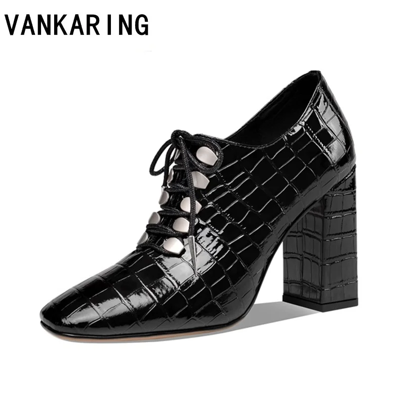 

Женские туфли из лакированной кожи, элегантные туфли-лодочки с острым носком на высоком каблуке, на шнуровке, для вечеринки, выпускного вече...