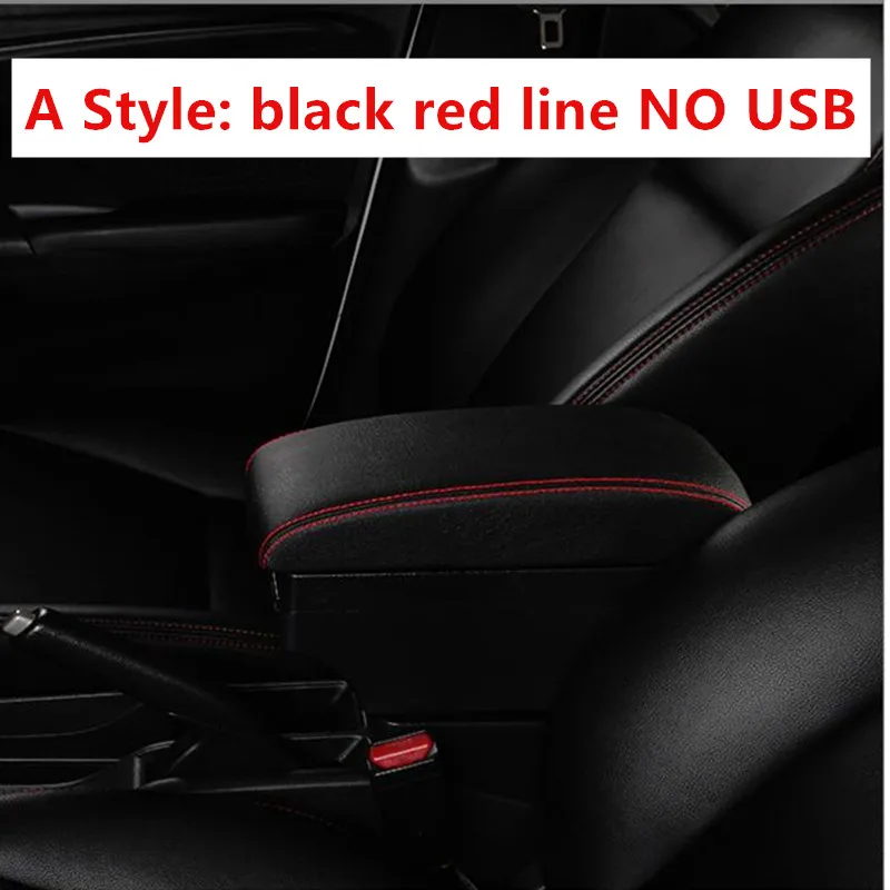 A black red line Для Dazia Duster подлокотник коробка зарядка через usb увеличивает двойной слой - Color Name: A black red line