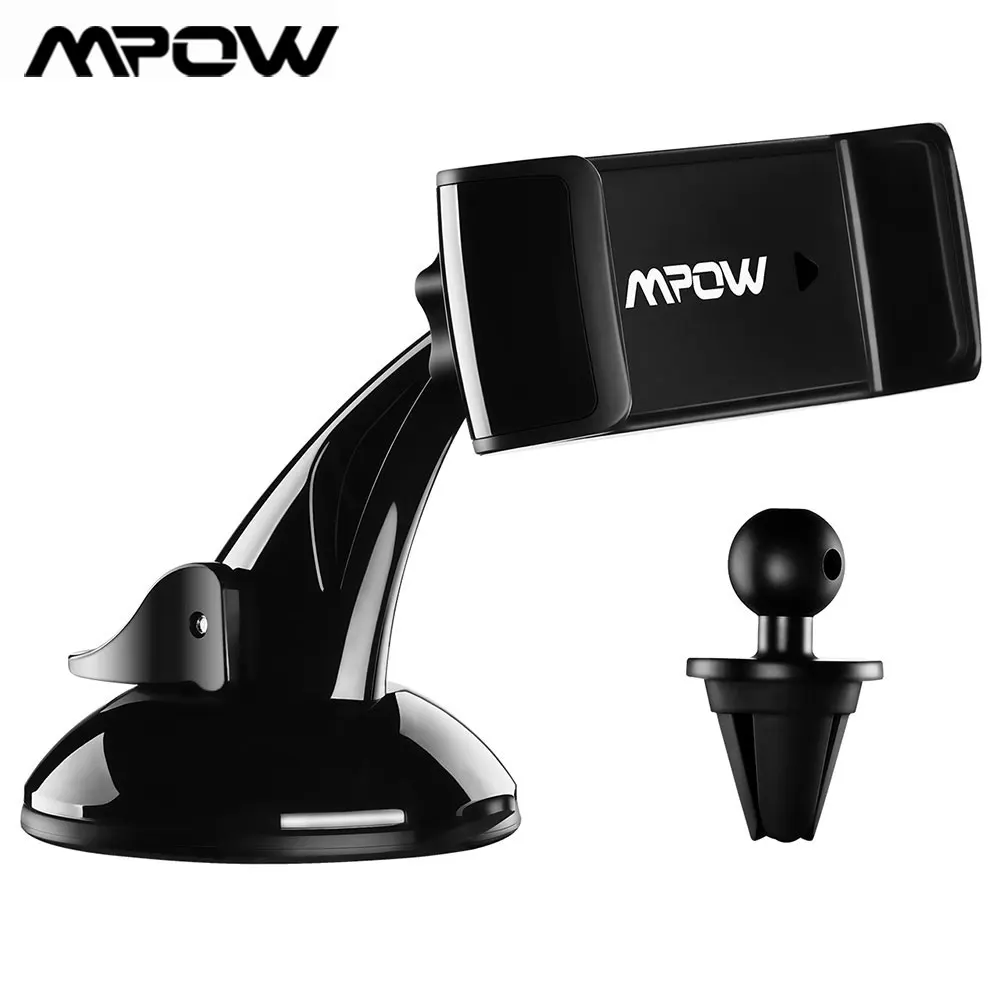 Mpow 2-в-1 держатель для телефона для автомобиля лобового стекла/приборной панели/устанавливаемое на вентиляционное отверстие в салоне автомобиля автомобильное кресло и 360 градусов вращение для iPhone 7/7 плюс
