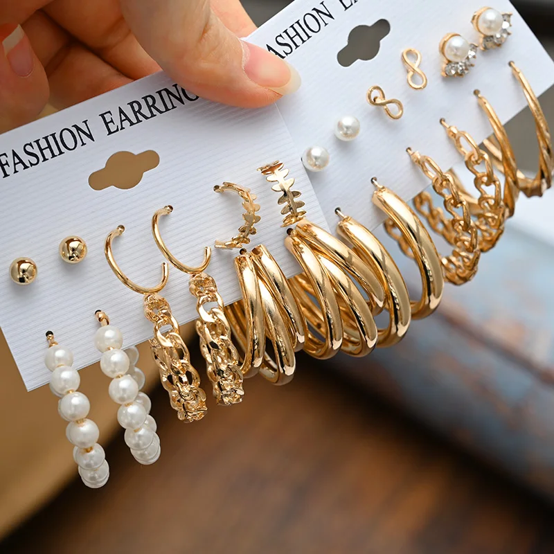 Винтажные серьги-кольца для женщин женские массивные геометрические висячие с