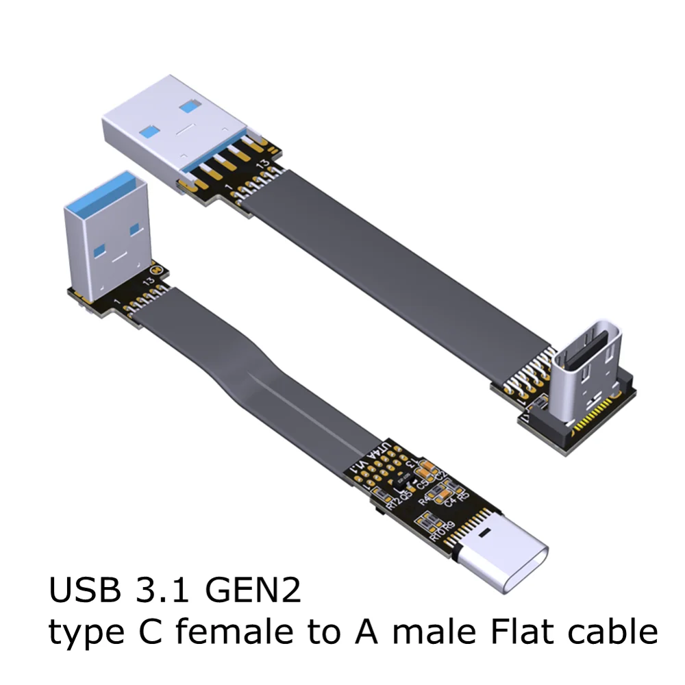 

USB 3.0 Type-A папа к USB 3.1 Type-C мама вверх/вниз Угловой USB кабель для синхронизации данных и зарядки Тип c шнур Соединительный адаптер FPC FPV плоский