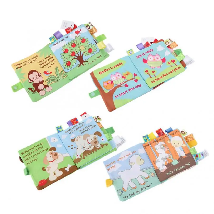 Обучающие тканевые книжки для новорожденных с изображением животных обезьяны