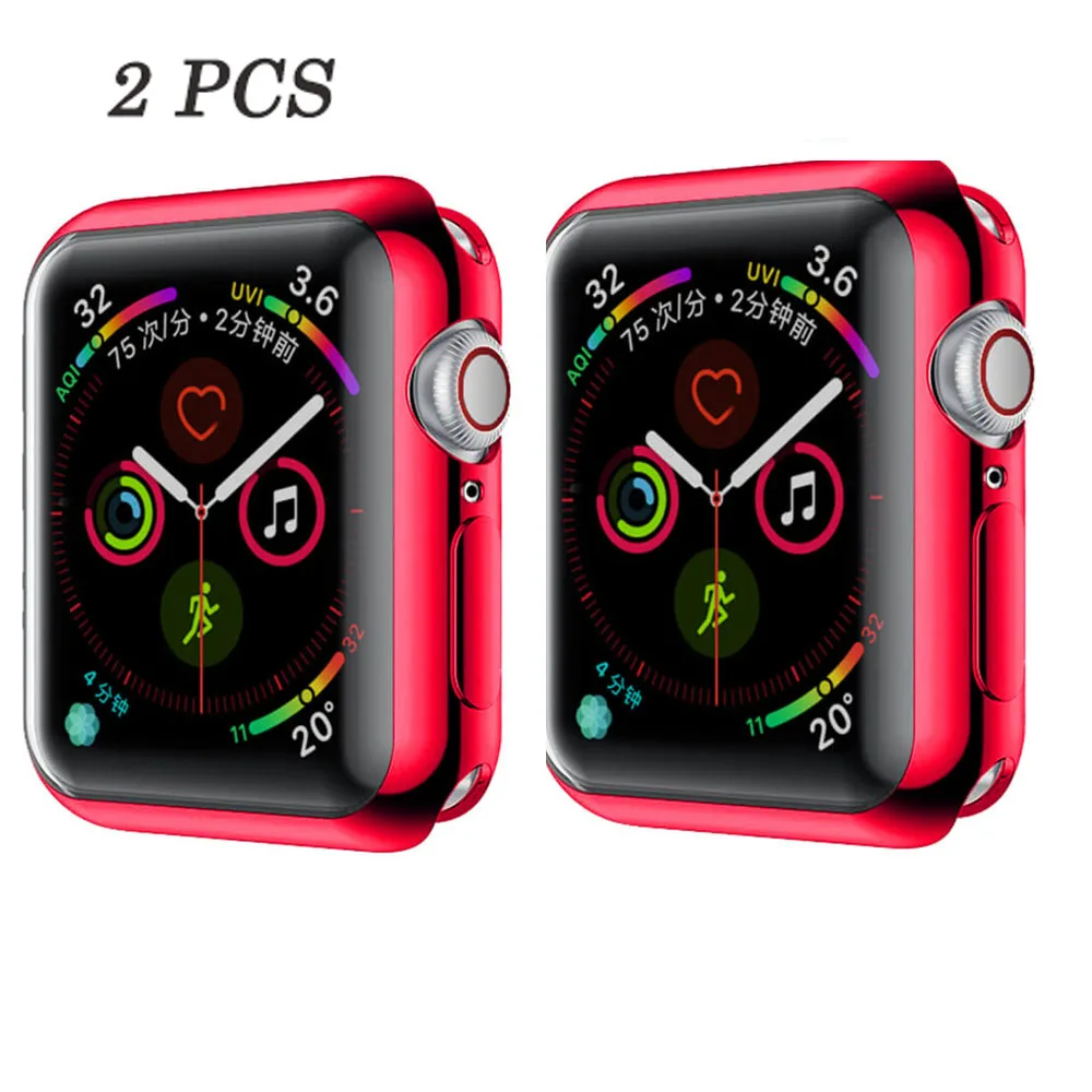 Протектор для часов, чехол для Apple Watch 4, 3, 42 мм, 38 мм, 44 мм, ТПУ, чехол, защитная крышка для экрана, 360 градусов, мягкий, прозрачный, для iWatch 4, 3, 2 - Цвет: red