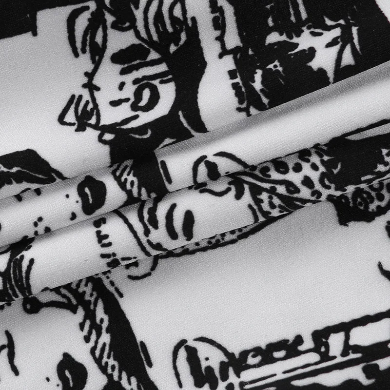 

White Comic Print Woman Pants 2021 Spring Summer Y2K Aesthetic Casual Trousers Roupas Femininas Ladies Streetwear Bottoms E-Girl