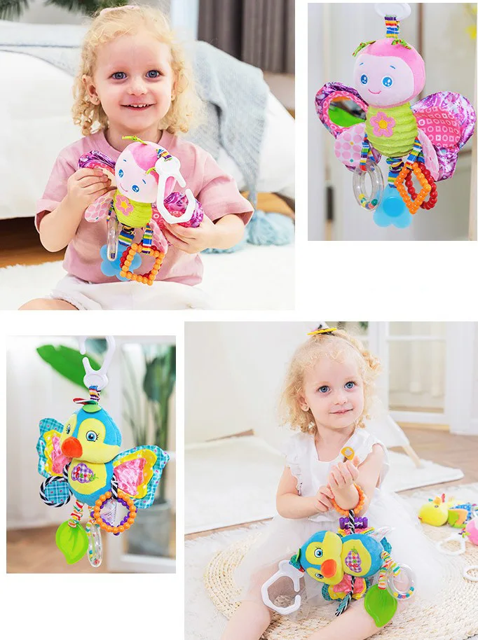 Плюшевые игрушки для младенцев развития жирафа животных колокольчики