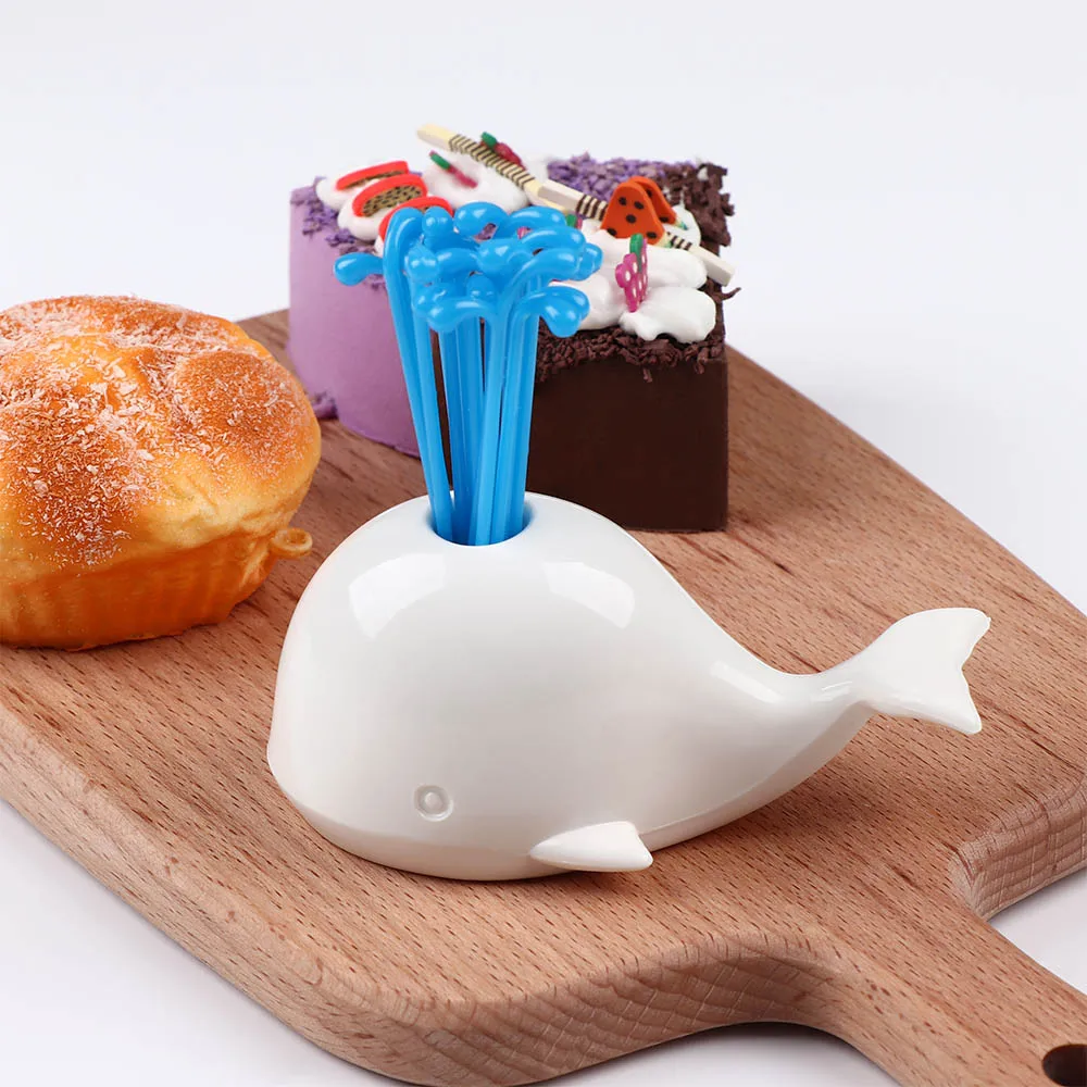 Креативное животное в форме Кита вилка для фруктов пластиковый торт овощные