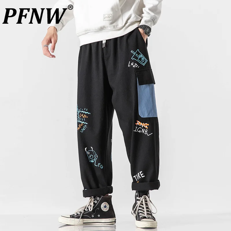 

Мужской комбинезон с граффити PFNW, осенние свободные прямые брюки с широкими штанинами, модель 12X0207