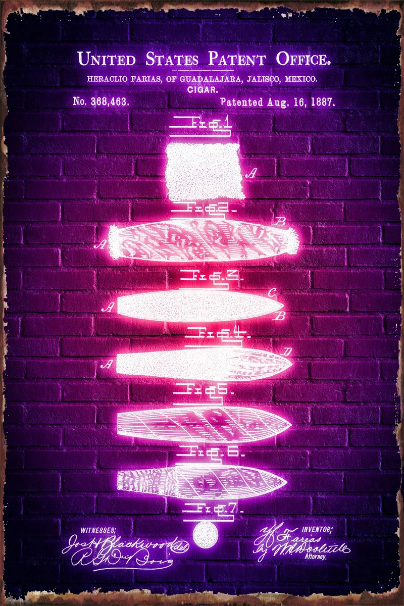 

Оловянные таблички с патентом для сигар, декор для стен, винтажный металлический Ретро знак для художественного клуба, мужской пещеры, кафе,...