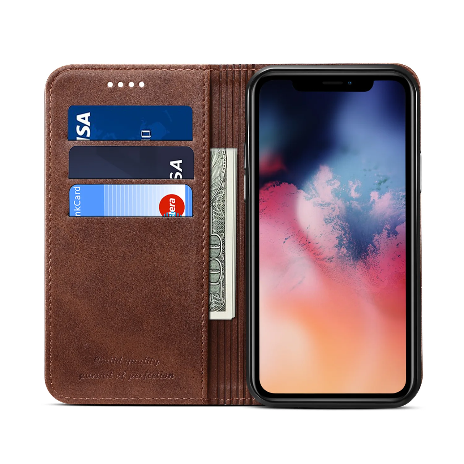 Роскошный деловой кожаный чехол-книжка с бумажником для IPhone 12 Mini 11Pro 11 Pro Max 8 7 Plus