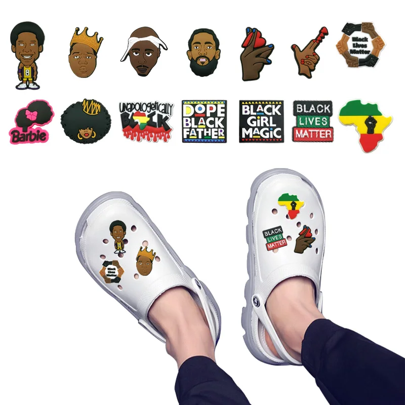 

1pcs Black Lives Matter Shoe Charms BLM Black Girl Magic Shoe Decorations Accessories for Clog Mexican Style Shoe Ornaments
