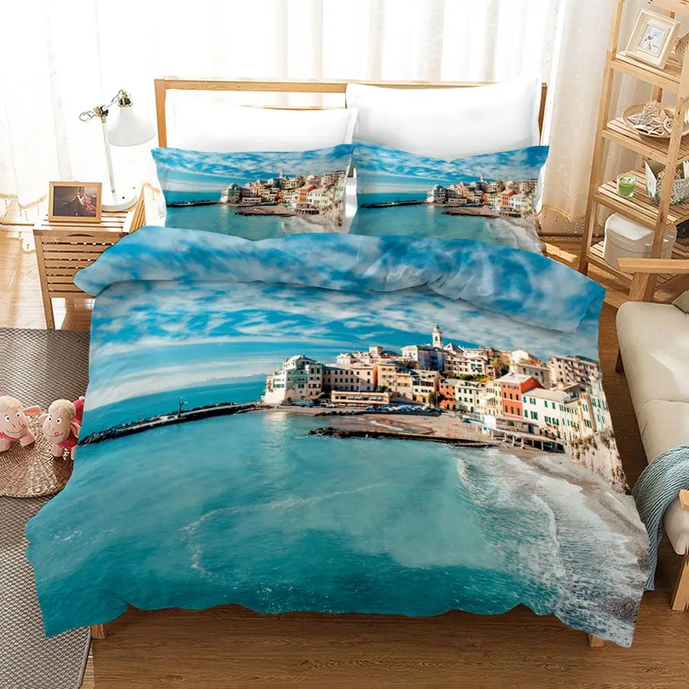 

Sea Beach Duvet Cover 3D Print Bedding Set Coconut Tree 3 Pieces Kids Girls Comforter Cover with 2 Pillow Case