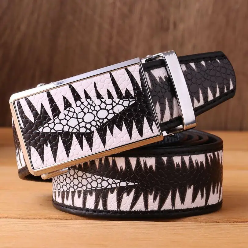 

Ремень XKS153 мужской из натуральной кожи, Роскошный дизайнерский пояс с автоматической пряжкой, чёрный и белый