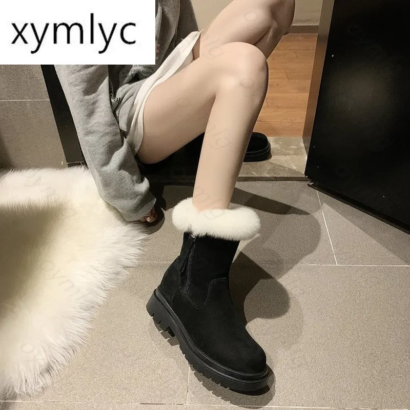 

Winter Round Toe Keep Warm Snow Boots Short Plush Non-slip Ankle Boots Solid Color Non-slip Women Shoes Zapatillas Mujer 2020