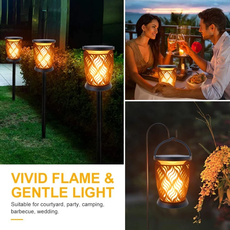 

T8NA Solar Torches Lights with 96 Lamp Beads with Flickering Flame Fire Effect Auto On/Off Dust to Dawn Outdoor Waterproof