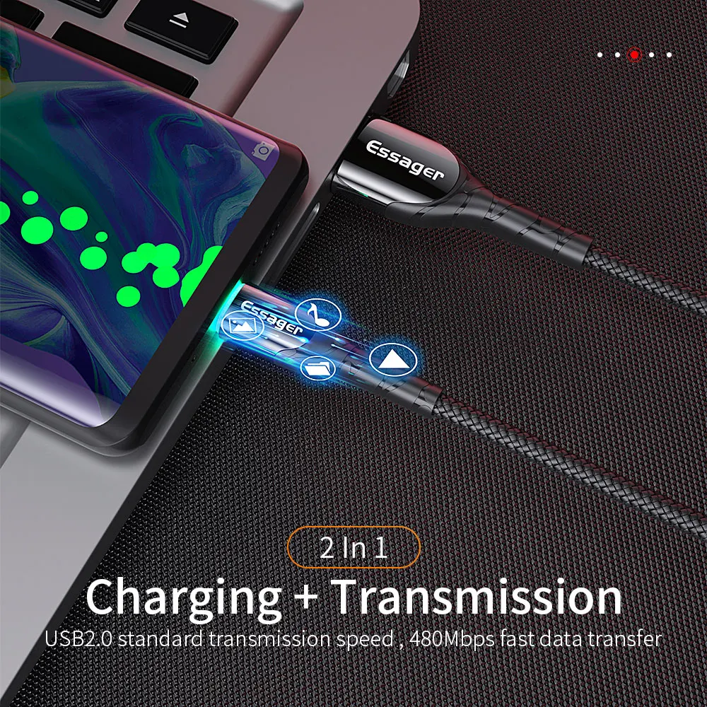 Кабель зарядный Essager USB Type C для Samsung Redmi Note 8 7|Кабели мобильных телефонов| |