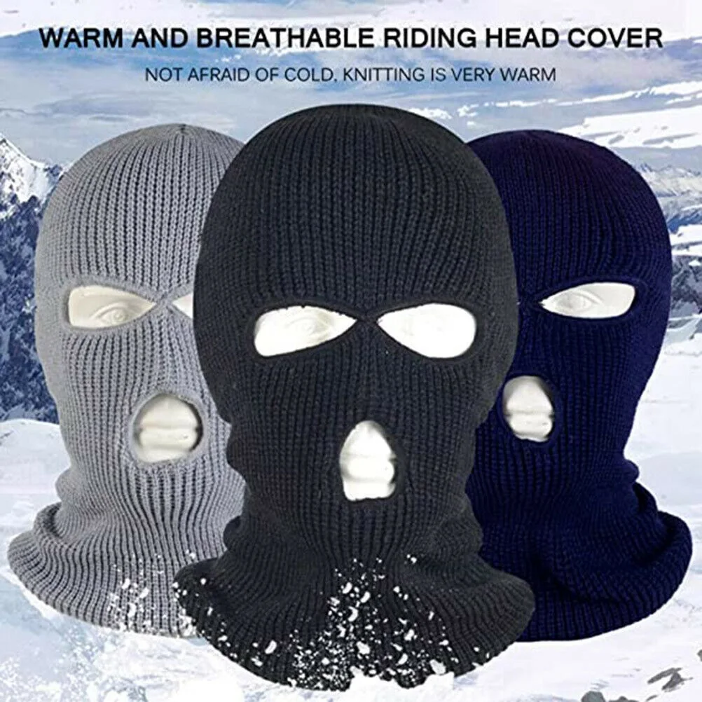 

3 Hole Full Face Cover Ski Mask Winter Cap Men Women Winter Warm Hats Caps