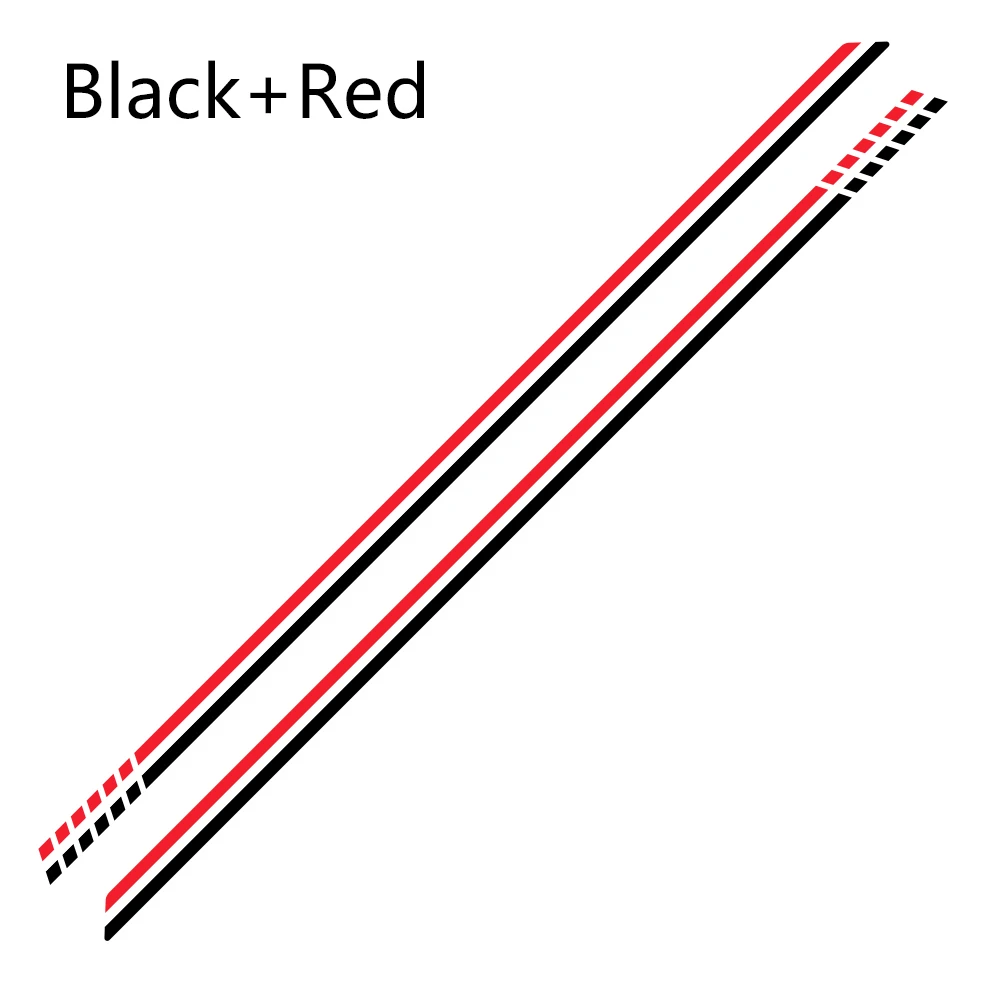 Black Red 2 шт. для Fiat 500 автомобильные длинные боковые полосы наклейки Виниловая пленка Авто DIY Стайлинг декоративные наклейки автомобильные принадлежности для тюнинга - Название цвета: Black Red