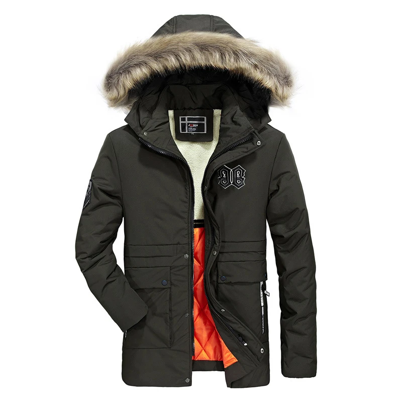2019 зимняя новая мужская хлопковая одежда с меховым воротником стеганая