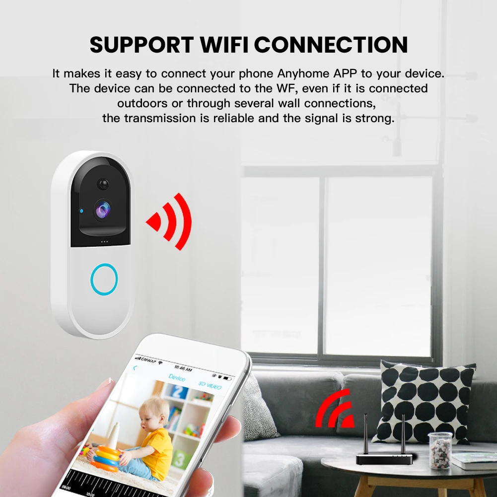Smart Video Intercom WI-FI Door Phone Bell WIFI Doorbell Camera For Apartments Wireless Security Night Vision | Безопасность и