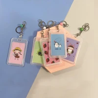 1pc cute cartoon pvc card holder unisex bank identity bus id card holder case with key chain credit cover case fashion kids gift
