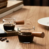glass milk pot small wooden handle coffee cup seasoning sauce bowl juice bucket kitchen tool for creamer jug 1pc