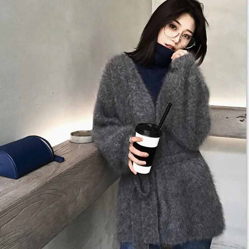 Новинка Осень зима 2019 дизайнерский свитер в стиле ленивого стиля с поясом